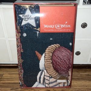 Things Remembered-Make-A-Wish Throw, Pillow & engravable gift tag- NEW in box